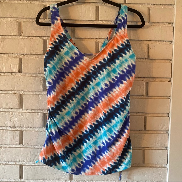 Lands End Deep Sea Navy Bias Tie Side Cinched Swim Top -underwire - Picture 1 of 6